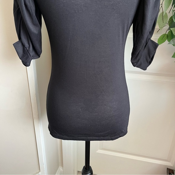 Mandee Pleated Half Sleeves Turtleneck Top Black Sz M - Picture 14 of 16